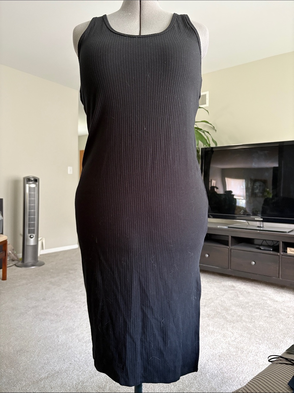 wild fable Black Ribbed Midi Tank Dress